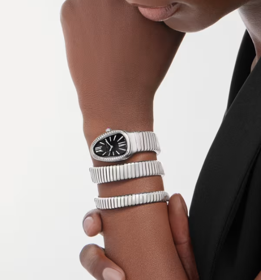 BVLGARI SERPENTI 3 SPIRAL SILVER FOND NOIR