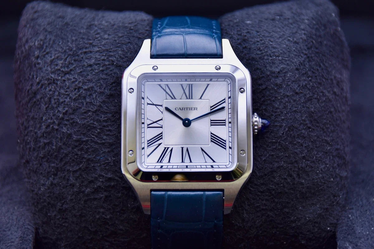 Montre Cartier Dumont Bracelet Cuir Bleu
