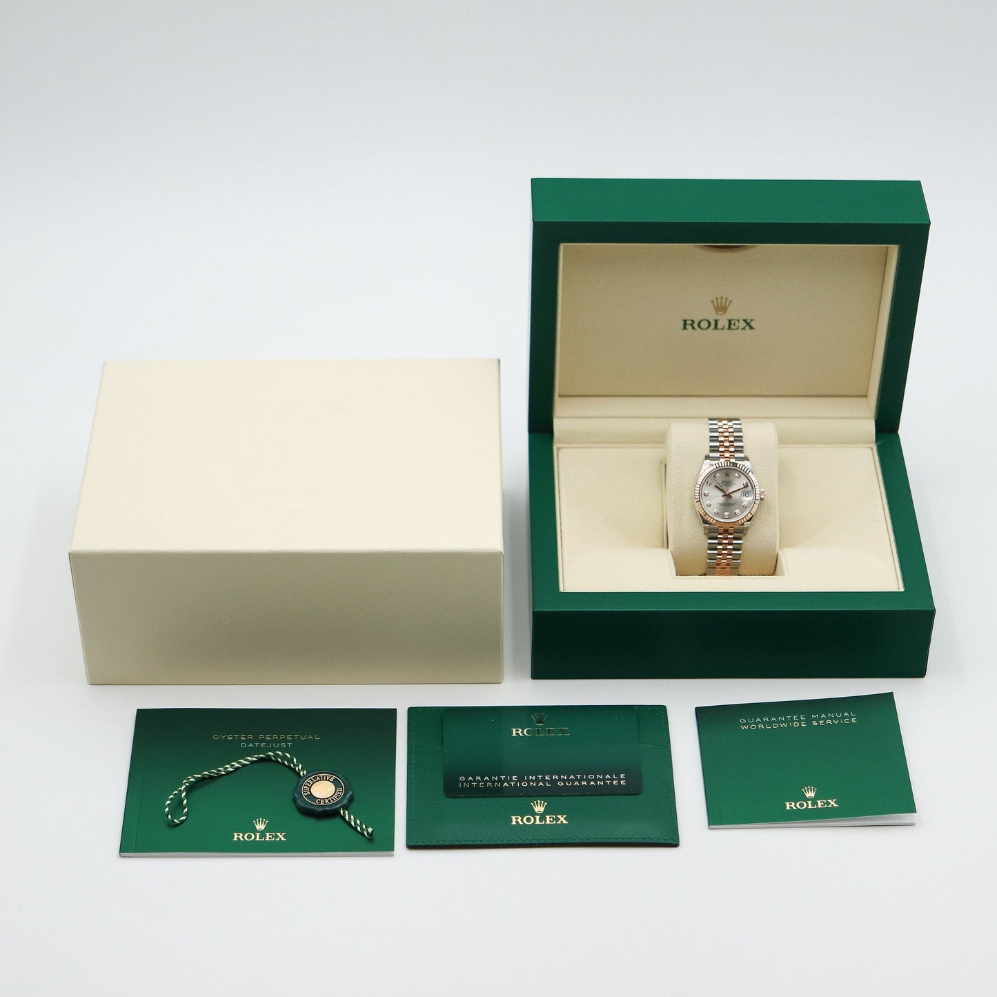 Datejust Two-tone fond argenté rose gold (chiffres en diamant) 36mm