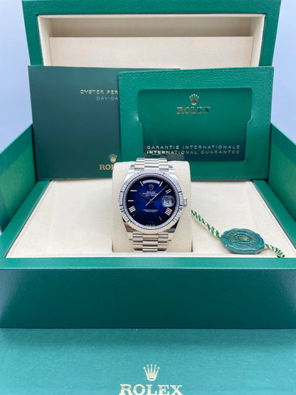 DayDate 40 White Gold Fond Blue