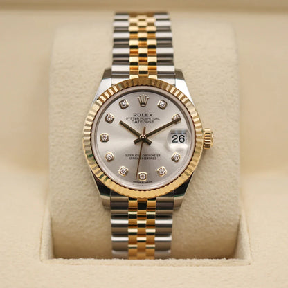 Datejust Two-tone fond argenté (chiffres en diamant) 36mm