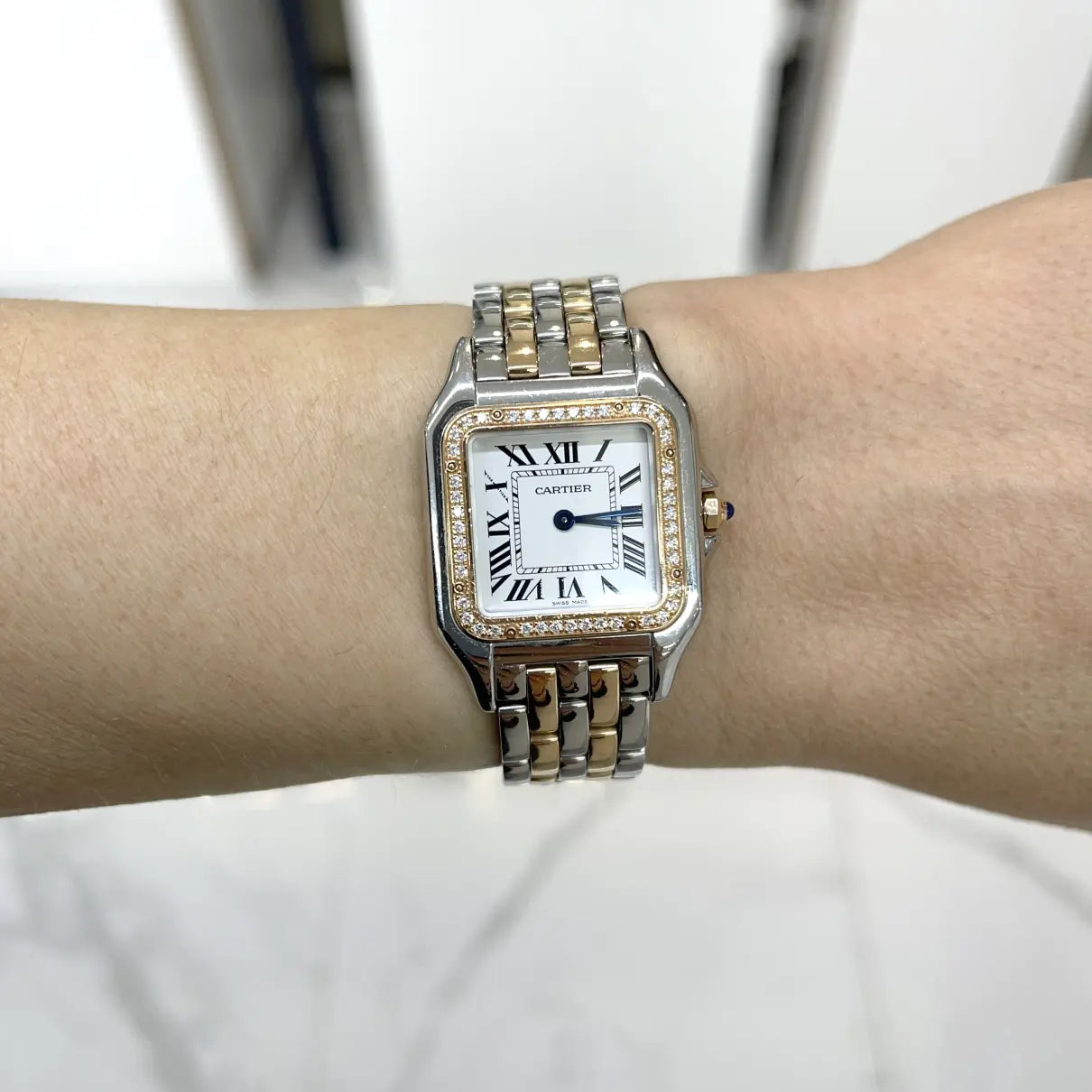 Montre Panthère de Cartier Argentée et gold diamond Pour Femme